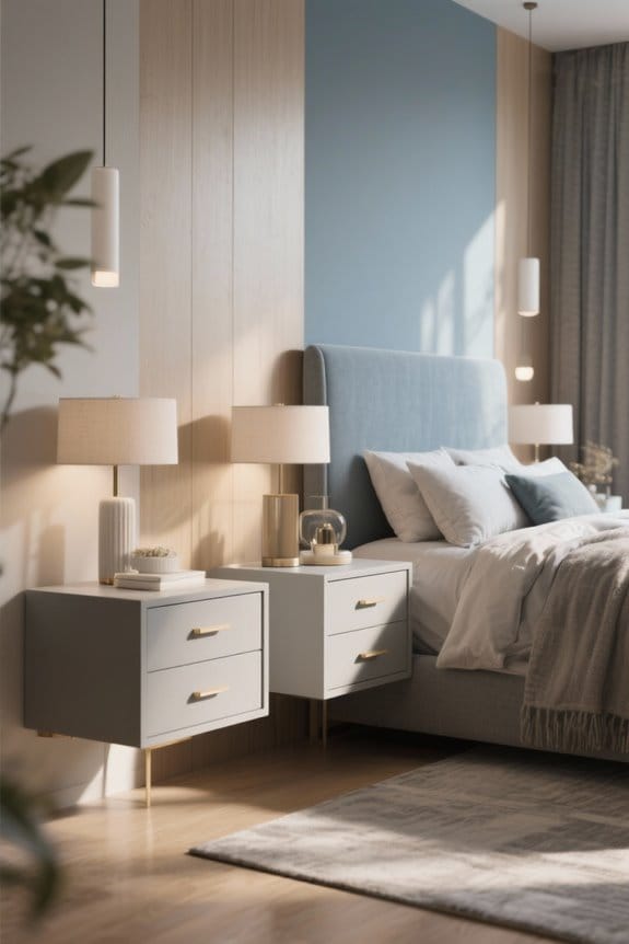 chic floating nightstand drawers